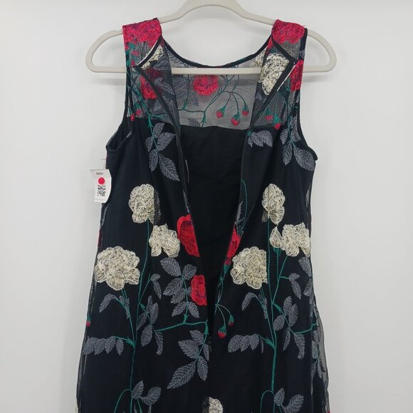 Vince Camuto Floral Embroidered Sleeveless Black Dress Size 10 NWOT - Picture 6 of 16